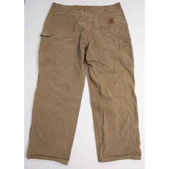 Carhartt Men's 40x30 Brown Canvas Dungaree Utility Work Duck Pants USA - Picture 5 of 9